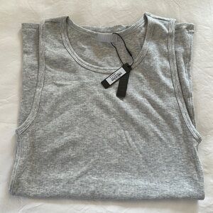 Skims Heather Grey Ribbed Tank, Small